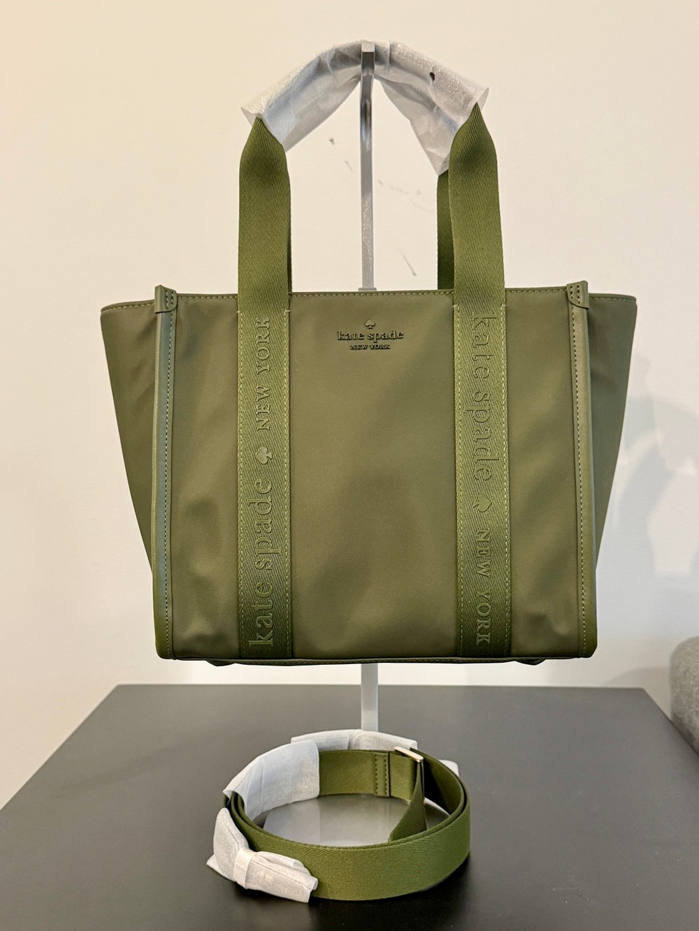 kate spade Kip Nylon Tote small in Enchanted Green with Removable Strap